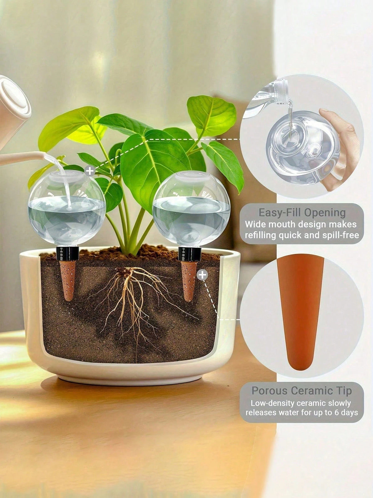 17.5oz Automatic Slow Release Plant Watering System, Indoor/Outdoor Gardening Tool, No Electricity Needed, Suitable For Succulents And Fresh Flowers, Self-Watering Decor, Gift For Plant Lovers