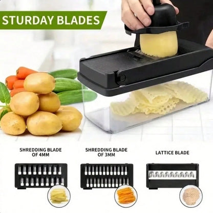 17-In-1 Vegetable Chopper, Professional Onion Chopper, Multi-Functional Food Chopper, Kitchen Vegetable Slicer And Dicer, Vegetable Chopper With 8 Blades, Carrot Chopper With Container Father Gift