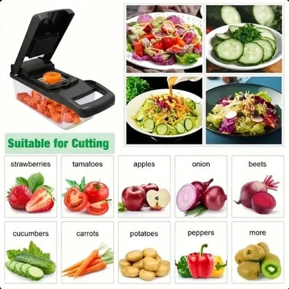 17-In-1 Vegetable Chopper, Professional Onion Chopper, Multi-Functional Food Chopper, Kitchen Vegetable Slicer And Dicer, Vegetable Chopper With 8 Blades, Carrot Chopper With Container Father Gift