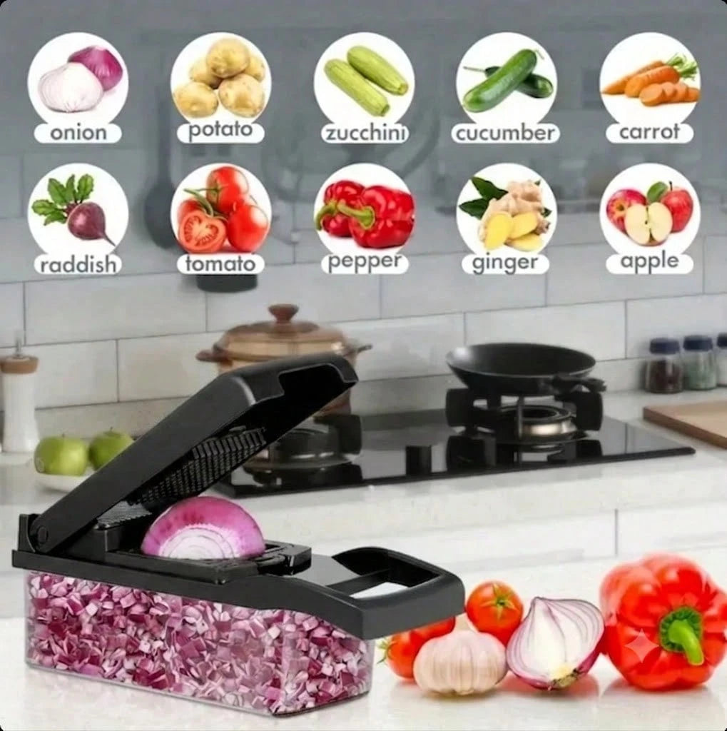 17-In-1 Vegetable Chopper, Professional Onion Chopper, Multi-Functional Food Chopper, Kitchen Vegetable Slicer And Dicer, Vegetable Chopper With 8 Blades, Carrot Chopper With Container Father Gift