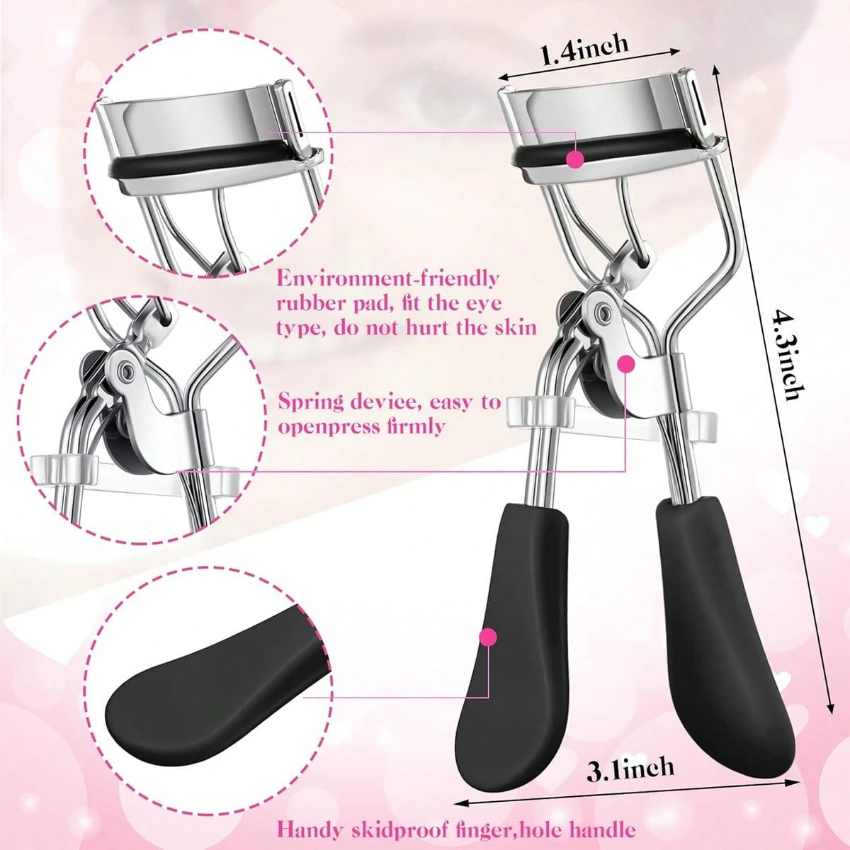 17 Pcs Black Eyelash Curler Set, Equipped With Eyelash Curler, Eyelash Comb, Separator, Extension Tweezers, Scissors, Eyelash Applicator, Trimmer, Silicone Replacement Pad, Portable Multifunctional Ey