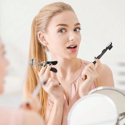 17 Pcs Black Eyelash Curler Set, Equipped With Eyelash Curler, Eyelash Comb, Separator, Extension Tweezers, Scissors, Eyelash Applicator, Trimmer, Silicone Replacement Pad, Portable Multifunctional Ey