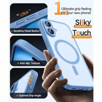 17E 16E 17 Air 16 15 14 13 12 11 Plus Pro Max Matte Translucent Magnetic Protective Case, Lens Protection Anti-Drop Phone Case