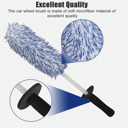 17in Auto Car Wheel Brush Detailing Tool Wash Cleaning Set Rims Tire Seat Engine-Car Wheel Brush