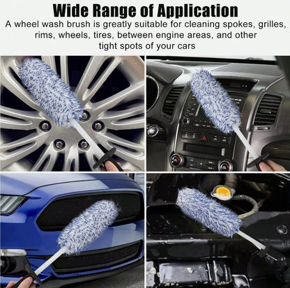 17in Auto Car Wheel Brush Detailing Tool Wash Cleaning Set Rims Tire Seat Engine-Car Wheel Brush