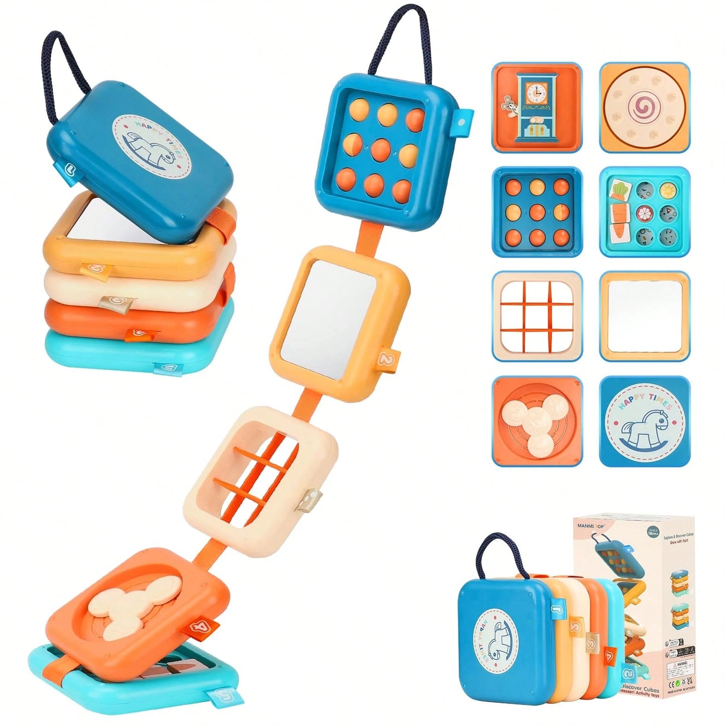 18+ Months Multifunctional Game Board, Suitable For Airplane And Car Travel, Montessori Busy Board Busy Cube Toy For 18+ Months Boys And Girls, Suitable For Easter Gift Basket Filler