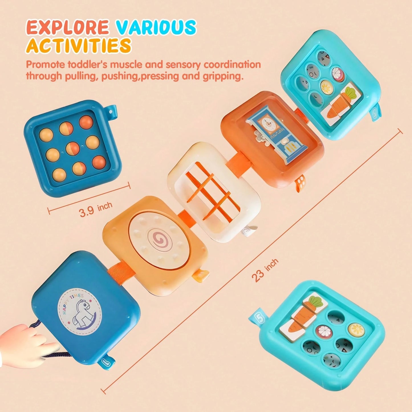 18+ Months Multifunctional Game Board, Suitable For Airplane And Car Travel, Montessori Busy Board Busy Cube Toy For 18+ Months Boys And Girls, Suitable For Easter Gift Basket Filler