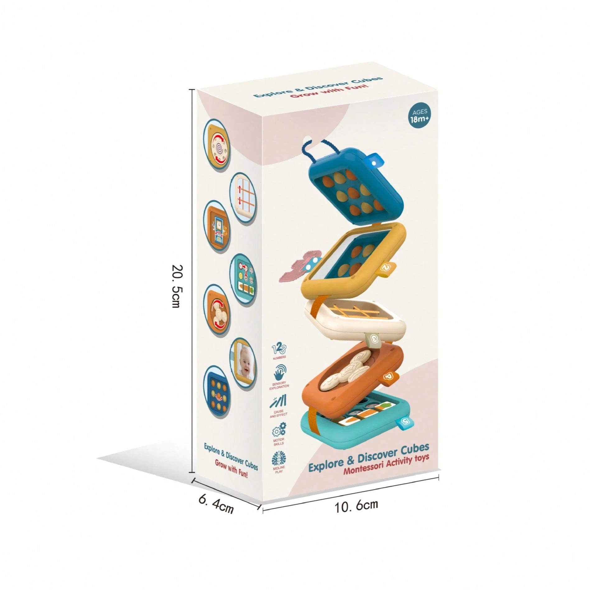 18+ Months Multifunctional Game Board, Suitable For Airplane And Car Travel, Montessori Busy Board Busy Cube Toy For 18+ Months Boys And Girls, Suitable For Easter Gift Basket Filler