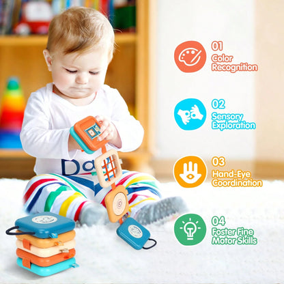18+ Months Multifunctional Game Board, Suitable For Airplane And Car Travel, Montessori Busy Board Busy Cube Toy For 18+ Months Boys And Girls, Suitable For Easter Gift Basket Filler
