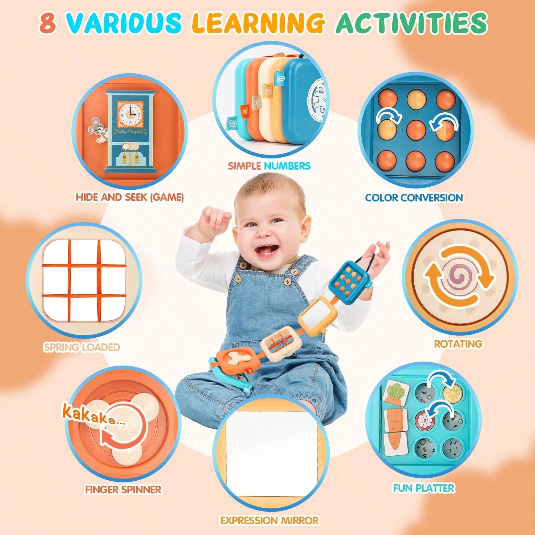 18+ Months Multifunctional Game Board, Suitable For Airplane And Car Travel, Montessori Busy Board Busy Cube Toy For 18+ Months Boys And Girls, Suitable For Easter Gift Basket Filler