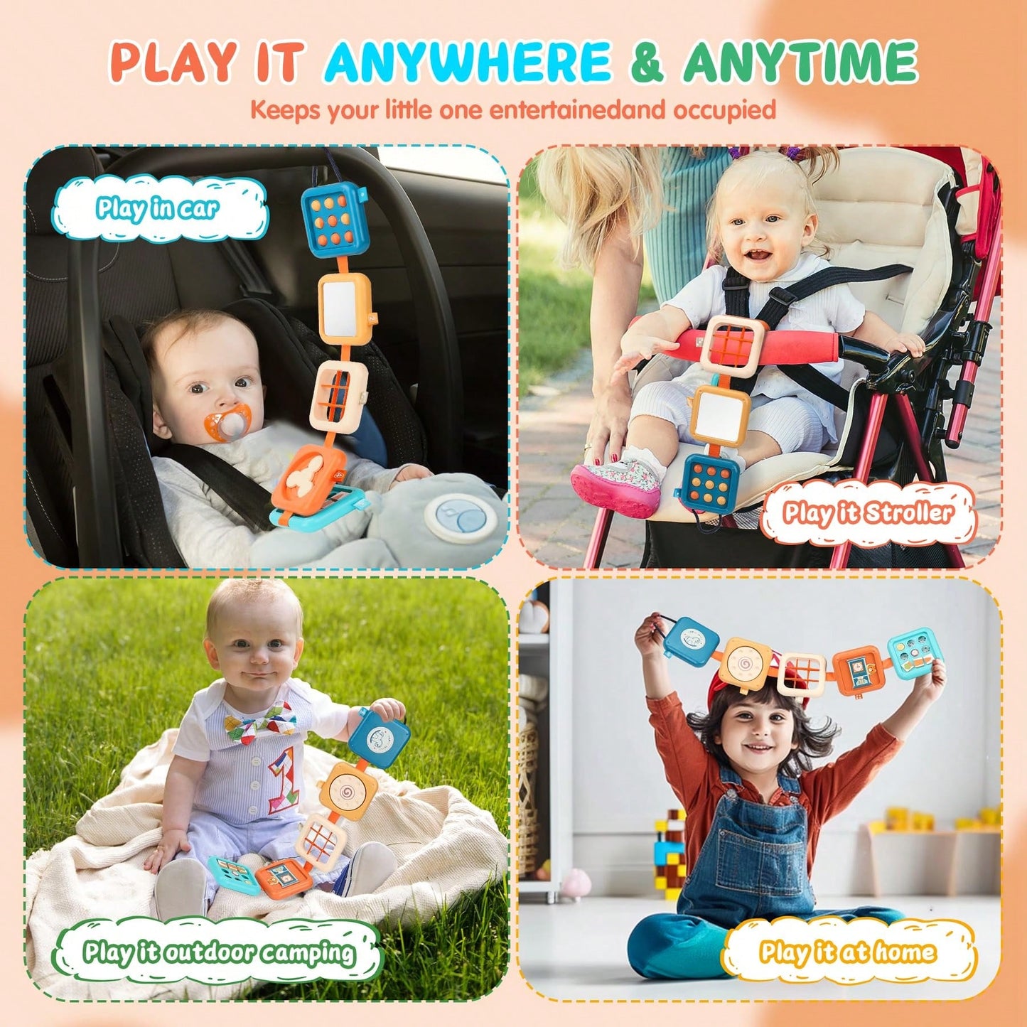 18+ Months Multifunctional Game Board, Suitable For Airplane And Car Travel, Montessori Busy Board Busy Cube Toy For 18+ Months Boys And Girls, Suitable For Easter Gift Basket Filler