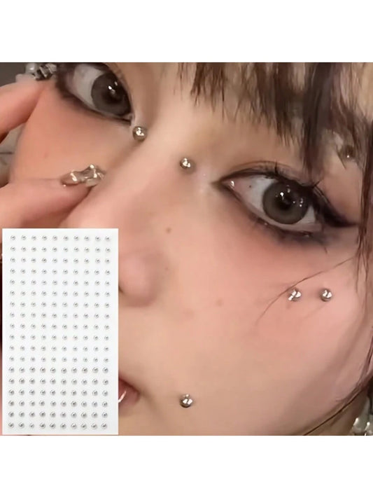 180pcs Waterproof Faux Piercing Set- Self-Adhesive Lip, Eyebrow, Nose And Navel Rings