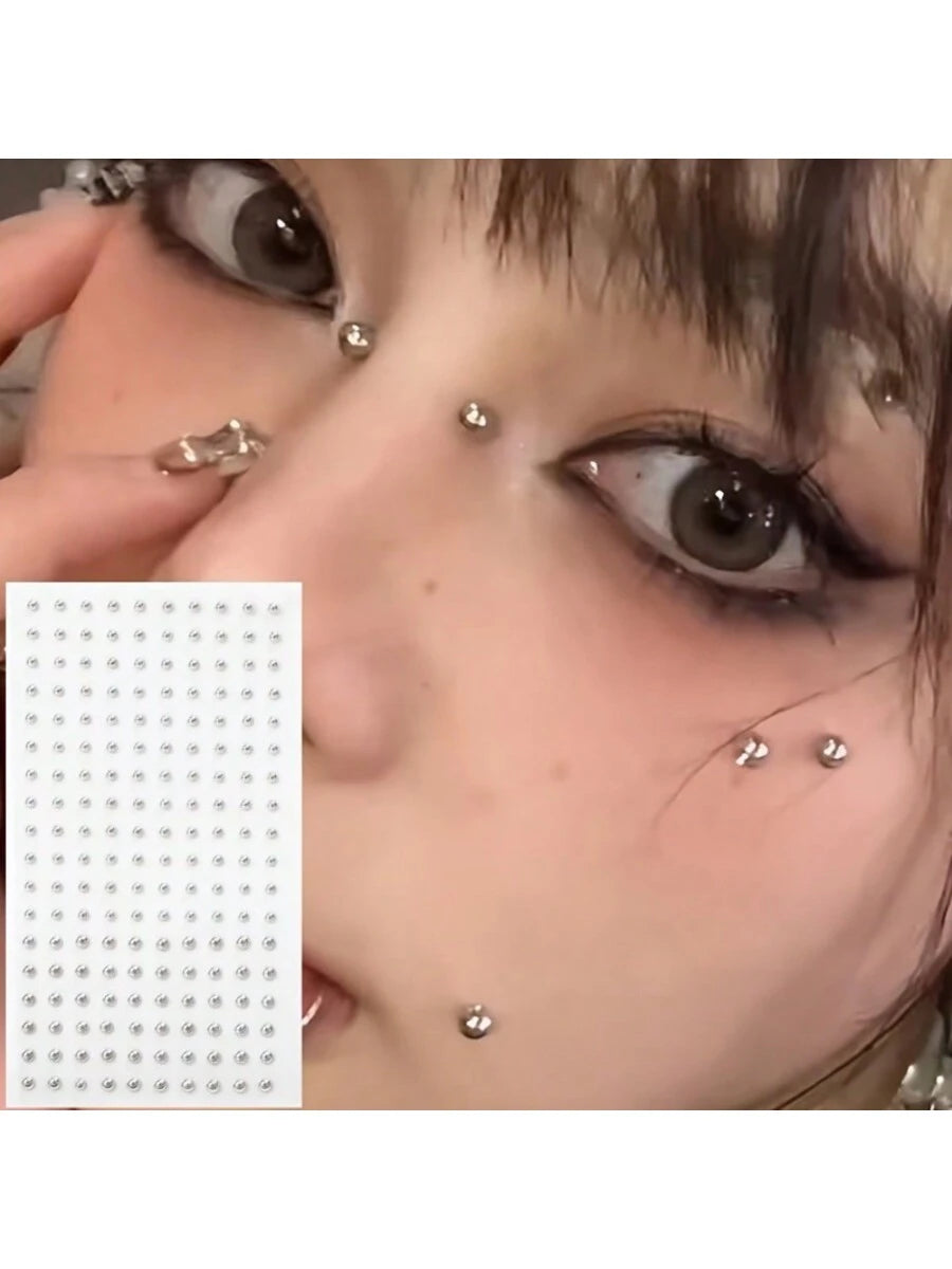 180pcs Waterproof Faux Piercing Set- Self-Adhesive Lip, Eyebrow, Nose And Navel Rings