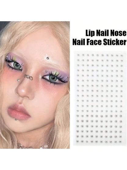 180pcs Waterproof Faux Piercing Set- Self-Adhesive Lip, Eyebrow, Nose And Navel Rings