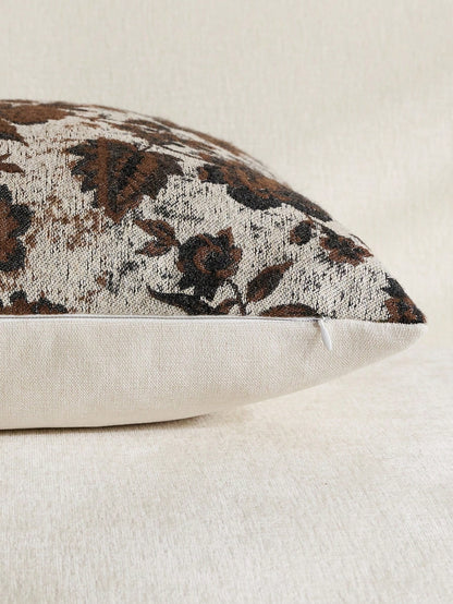 18in X 18in Neutral Floral Throw Pillow Cover, Vintage Velvet Square Pillowcase, Soft Decorative Farmhouse Style Sofa Pillow Cover, Suitable For Living Room Bedroom (1pc, 2pcs Optional)