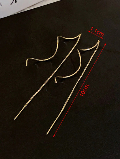 1pair Gold-Tone Twist Geometric Threader Earrings Elegant Party. Valentine's Day Accessories