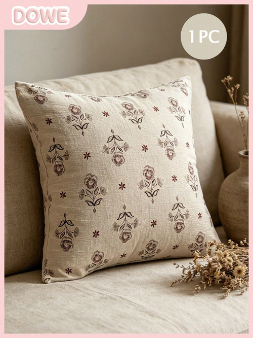1pc, 100% Polyester Linen-Like Fabric, Hidden Zipper, Decorative Pillow Cover, No Filling, Suitable For Living Room, Dining Room And Bedroom Decor, Soft And Comfortable, Minimalist Style.
