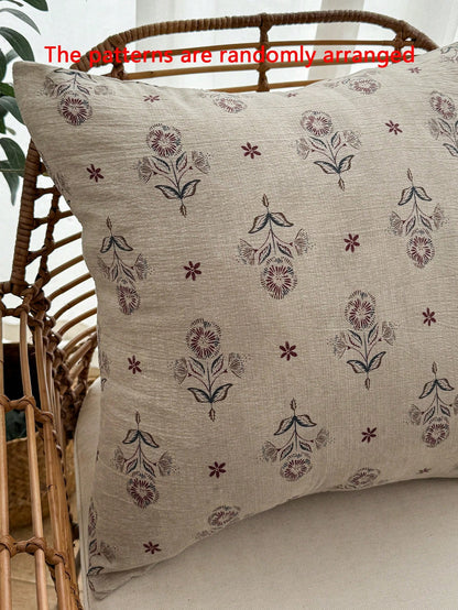 1pc, 100% Polyester Linen-Like Fabric, Hidden Zipper, Decorative Pillow Cover, No Filling, Suitable For Living Room, Dining Room And Bedroom Decor, Soft And Comfortable, Minimalist Style.