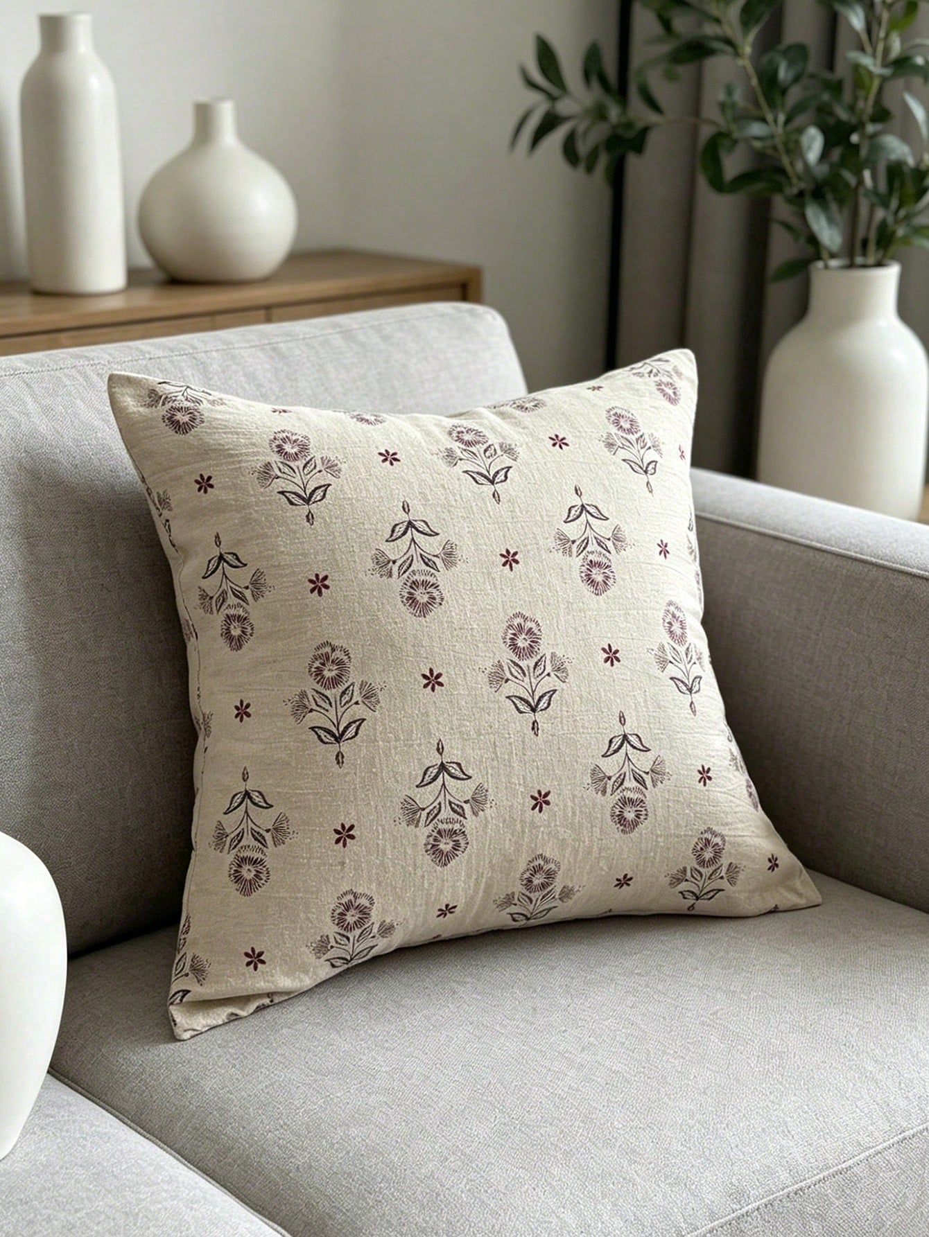 1pc, 100% Polyester Linen-Like Fabric, Hidden Zipper, Decorative Pillow Cover, No Filling, Suitable For Living Room, Dining Room And Bedroom Decor, Soft And Comfortable, Minimalist Style.