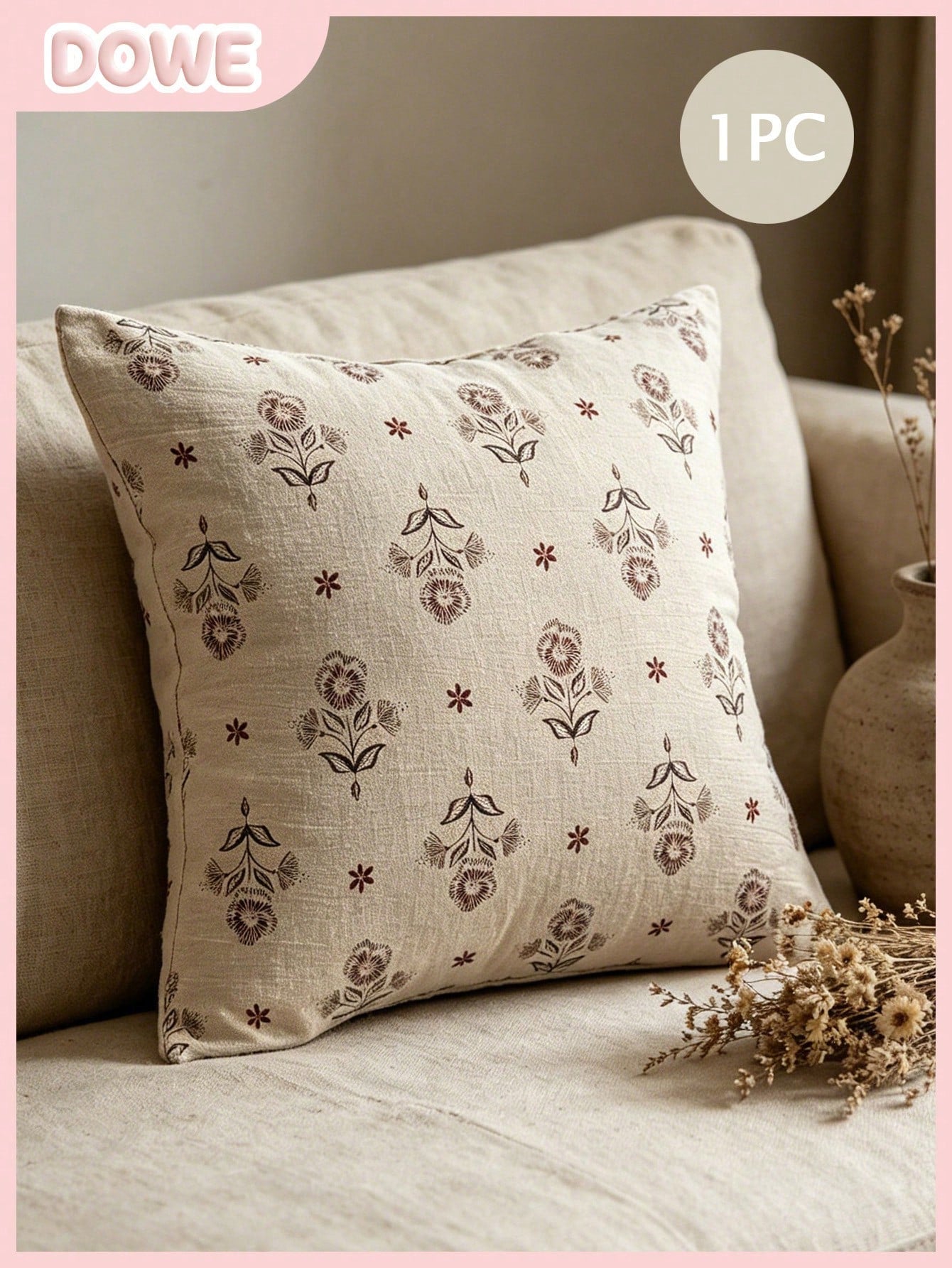 1pc, 100% Polyester Linen-Like Fabric, Hidden Zipper, Decorative Pillow Cover, No Filling, Suitable For Living Room, Dining Room And Bedroom Decor, Soft And Comfortable, Minimalist Style.