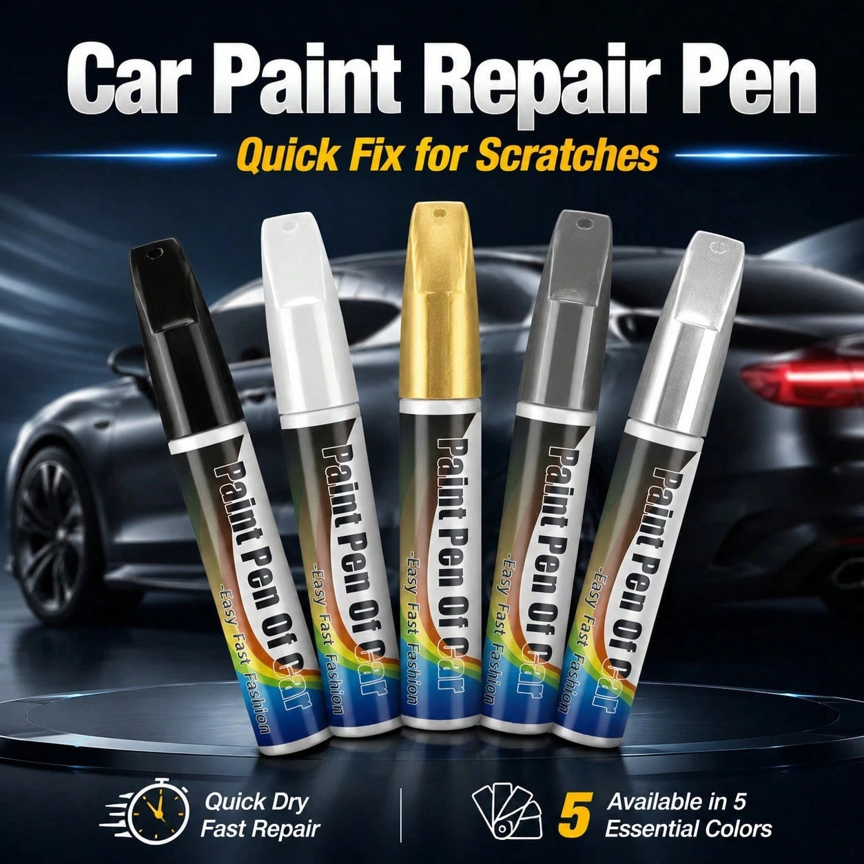 1Pc 12ML Universal Car Scratch Repair Pen, Auto Touch Up Paint Pen For Car Care, Quick Fix Scratches And Chips, Portable Auto Paint Marker For Daily Commute And Travel, Gray
