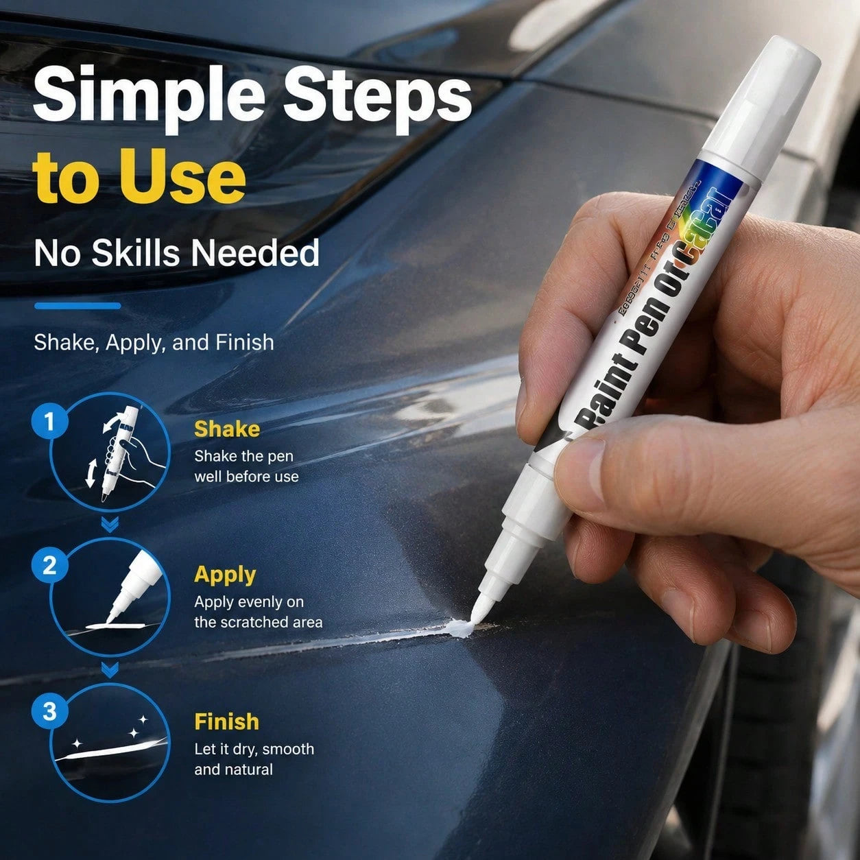 1Pc 12ML Universal Car Scratch Repair Pen, Auto Touch Up Paint Pen For Car Care, Quick Fix Scratches And Chips, Portable Auto Paint Marker For Daily Commute And Travel, Gray