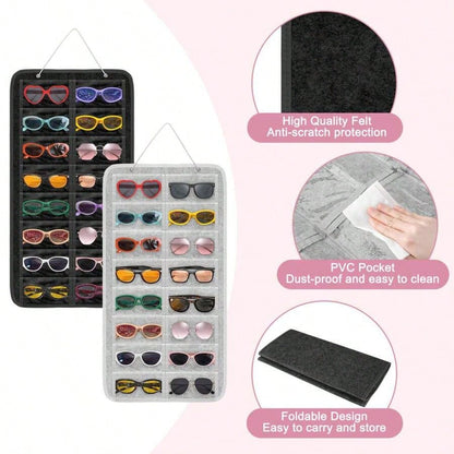 1pc (16 Compartments) Felt Glasses Hanging Bag, Fashion Glasses Accessories & Jewelry Storage Bag, Wall-Mounted Eyeglasses Organizer, Perfect Gift For Gender Reveal Party, Birthday, Wedding, Gathering