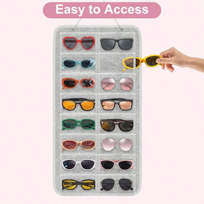 1pc (16 Compartments) Felt Glasses Hanging Bag, Fashion Glasses Accessories & Jewelry Storage Bag, Wall-Mounted Eyeglasses Organizer, Perfect Gift For Gender Reveal Party, Birthday, Wedding, Gathering