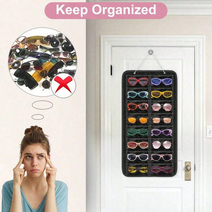 1pc (16 Compartments) Felt Glasses Hanging Bag, Fashion Glasses Accessories & Jewelry Storage Bag, Wall-Mounted Eyeglasses Organizer, Perfect Gift For Gender Reveal Party, Birthday, Wedding, Gathering