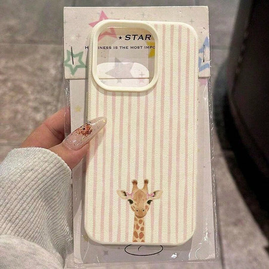 1pc 1pc TPU Material Cute Bowknot Giraffe Striped Pattern Phone Case Compatible With 17 Pro Max/17/16 Pro Max/15/13/12/11, S20 FE/A15/S24/A55, Note 11/Note 12/Note 13 Pro, Full Coverage Anti-Drop So