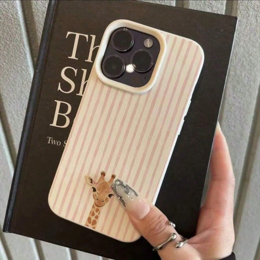 1pc 1pc TPU Material Cute Bowknot Giraffe Striped Pattern Phone Case Compatible With 17 Pro Max/17/16 Pro Max/15/13/12/11, S20 FE/A15/S24/A55, Note 11/Note 12/Note 13 Pro, Full Coverage Anti-Drop So