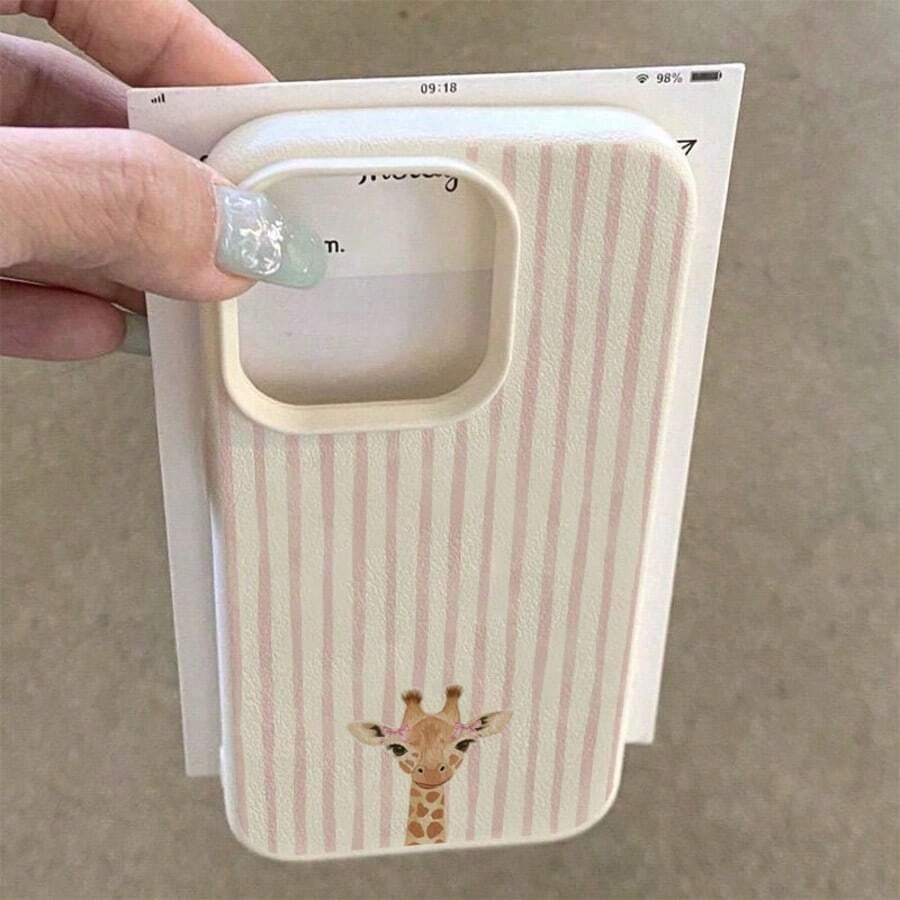 1pc 1pc TPU Material Cute Bowknot Giraffe Striped Pattern Phone Case Compatible With 17 Pro Max/17/16 Pro Max/15/13/12/11, S20 FE/A15/S24/A55, Note 11/Note 12/Note 13 Pro, Full Coverage Anti-Drop So