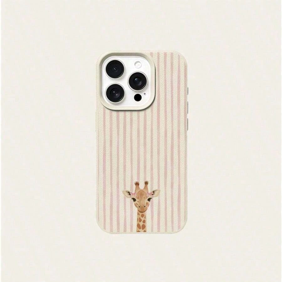 1pc 1pc TPU Material Cute Bowknot Giraffe Striped Pattern Phone Case Compatible With 17 Pro Max/17/16 Pro Max/15/13/12/11, S20 FE/A15/S24/A55, Note 11/Note 12/Note 13 Pro, Full Coverage Anti-Drop So