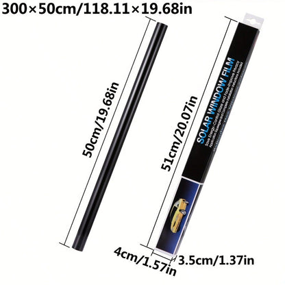 1pc 20" X 20ft Uncut Roll Window Tint Film 5% 15%20% 25% VLT, For Side Window UV Protection, Car Home Office Glass, Black Universal