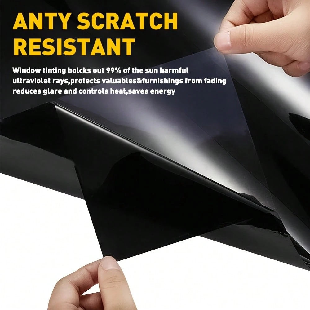 1pc 20" X 20ft Uncut Roll Window Tint Film 5% 15%20% 25% VLT, For Side Window UV Protection, Car Home Office Glass, Black Universal