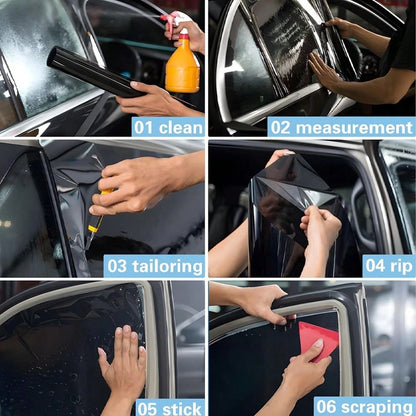 1pc 20" X 20ft Uncut Roll Window Tint Film 5% 15%20% 25% VLT, For Side Window UV Protection, Car Home Office Glass, Black Universal