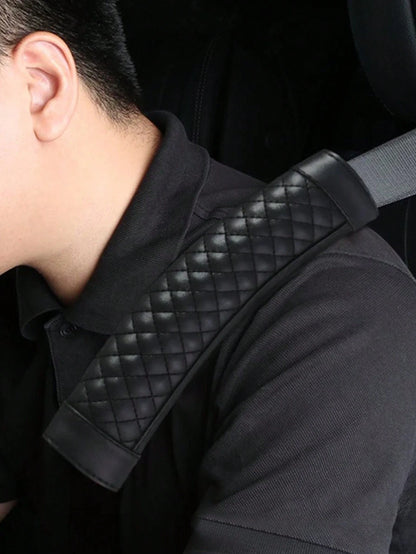 1pc/2pcs(23cm,Note The Size) Car Shoulder Protector Leather Embroidered Soft And Comfortable Car Seat Belt Protective Cover