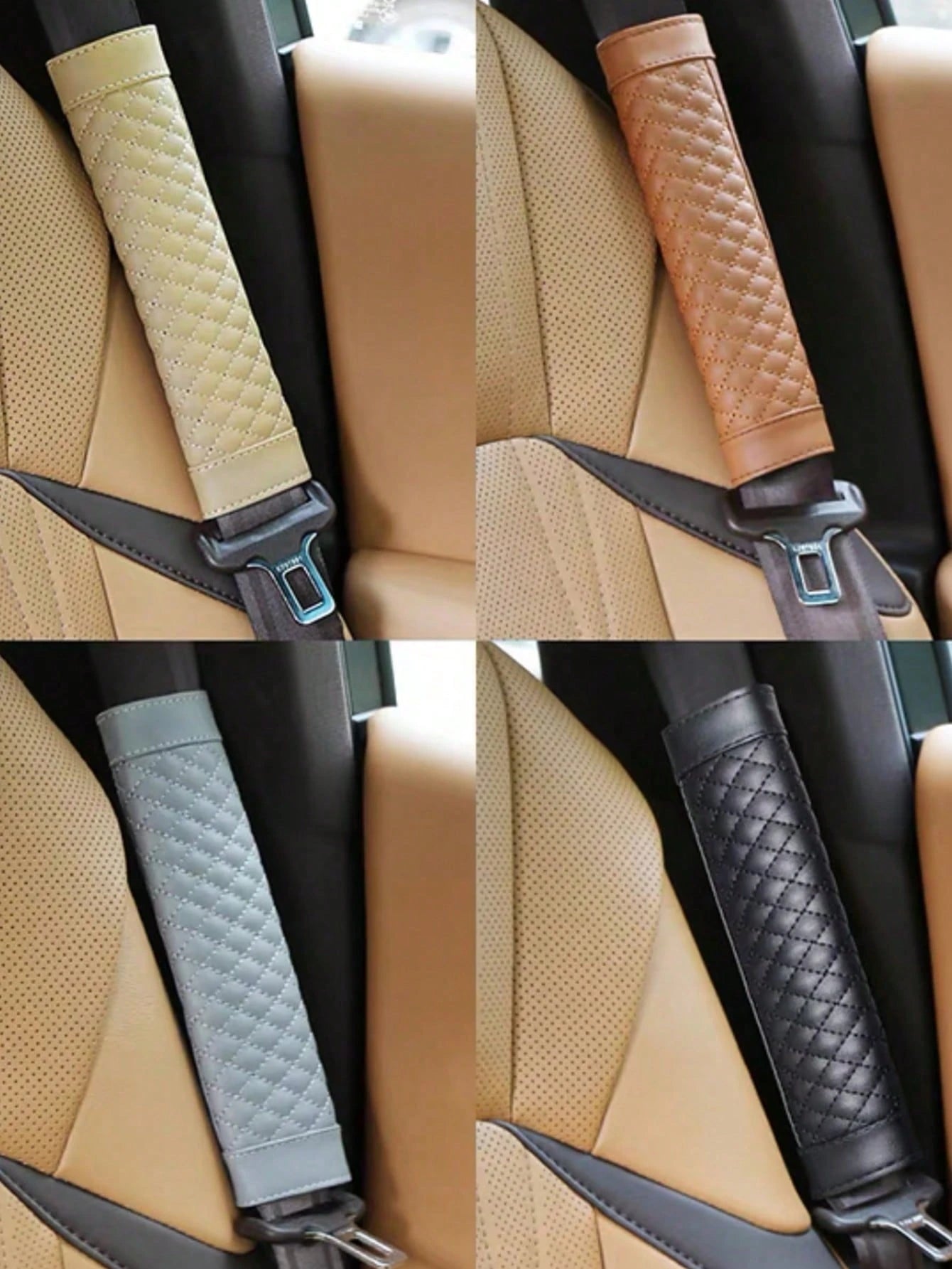 1pc/2pcs(23cm,Note The Size) Car Shoulder Protector Leather Embroidered Soft And Comfortable Car Seat Belt Protective Cover