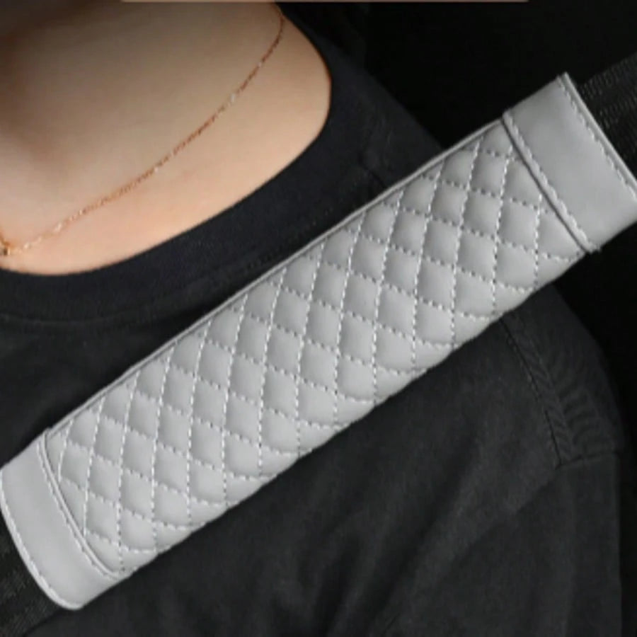 1pc/2pcs(23cm,Note The Size) Car Shoulder Protector Leather Embroidered Soft And Comfortable Car Seat Belt Protective Cover