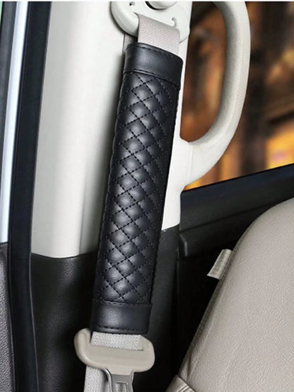 1pc/2pcs(23cm,Note The Size) Car Shoulder Protector Leather Embroidered Soft And Comfortable Car Seat Belt Protective Cover