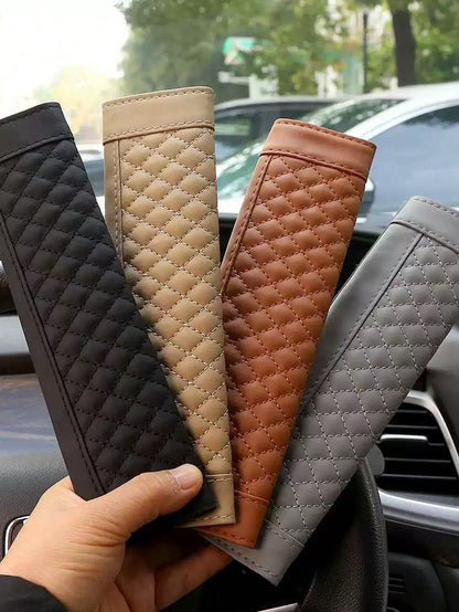1pc/2pcs(23cm,Note The Size) Car Shoulder Protector Leather Embroidered Soft And Comfortable Car Seat Belt Protective Cover