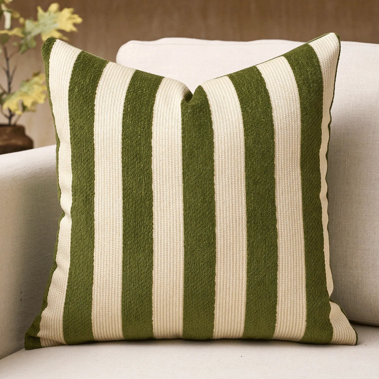 1pc/2pcs Black & White Striped Chenille Decorative Throw Pillow Cover, Soft Modern Abstract Bohemian Style Cushion Case For Sofa, Bedroom, Living Room, Suitable For All Seasons, Also As Gift