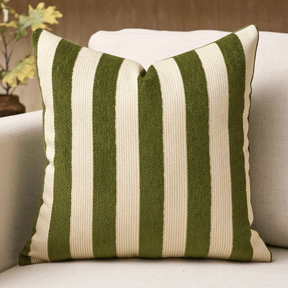 1pc/2pcs Black & White Striped Chenille Decorative Throw Pillow Cover, Soft Modern Abstract Bohemian Style Cushion Case For Sofa, Bedroom, Living Room, Suitable For All Seasons, Also As Gift