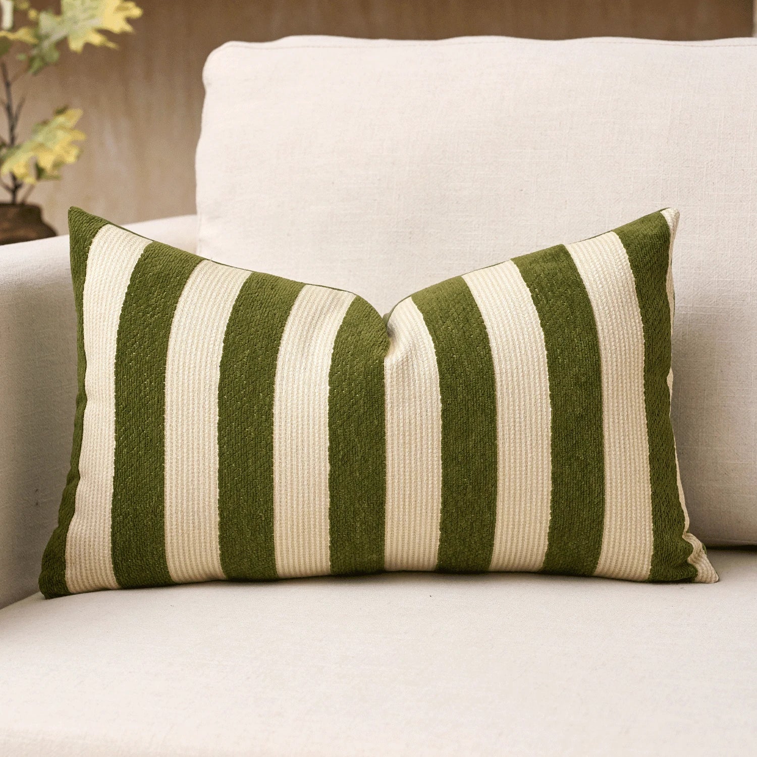 1pc/2pcs Black & White Striped Chenille Decorative Throw Pillow Cover, Soft Modern Abstract Bohemian Style Cushion Case For Sofa, Bedroom, Living Room, Suitable For All Seasons, Also As Gift