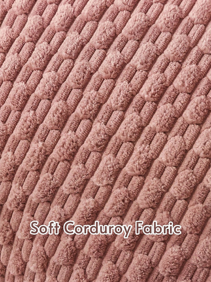 1pc/2pcs Bohemian Striped Throw Pillow Cover (Insert Not Included), Soft Plush Corduroy Solid Color Decorative Square Pillow Case, Suitable For Holiday, Sofa, Bedroom, Bed, All Seasons Use.