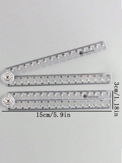 1pc/2pcs Creative Acrylic Transparent Folding Ruler, Minimalist Portable Foldable Storage, Essential Drawing And Measuring Stationery For Students