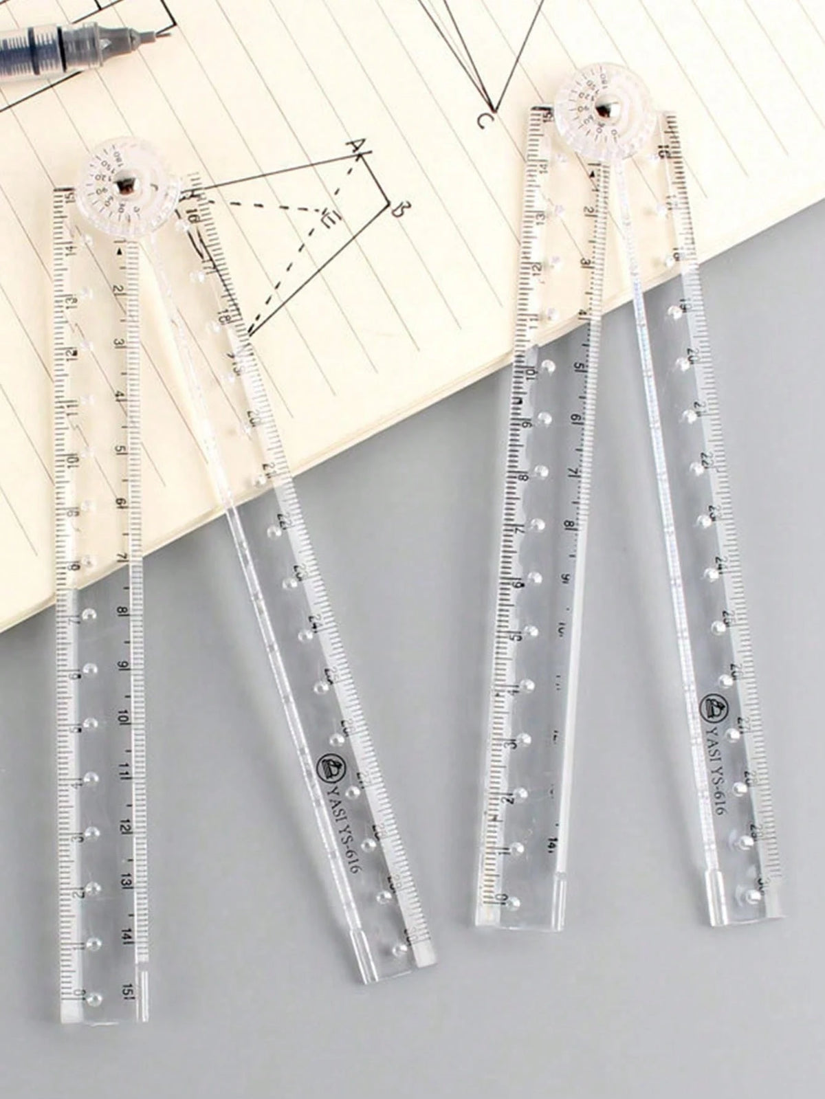 1pc/2pcs Creative Acrylic Transparent Folding Ruler, Minimalist Portable Foldable Storage, Essential Drawing And Measuring Stationery For Students
