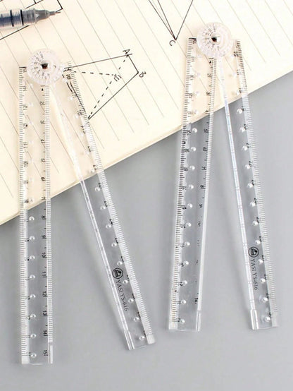 1pc/2pcs Creative Acrylic Transparent Folding Ruler, Minimalist Portable Foldable Storage, Essential Drawing And Measuring Stationery For Students