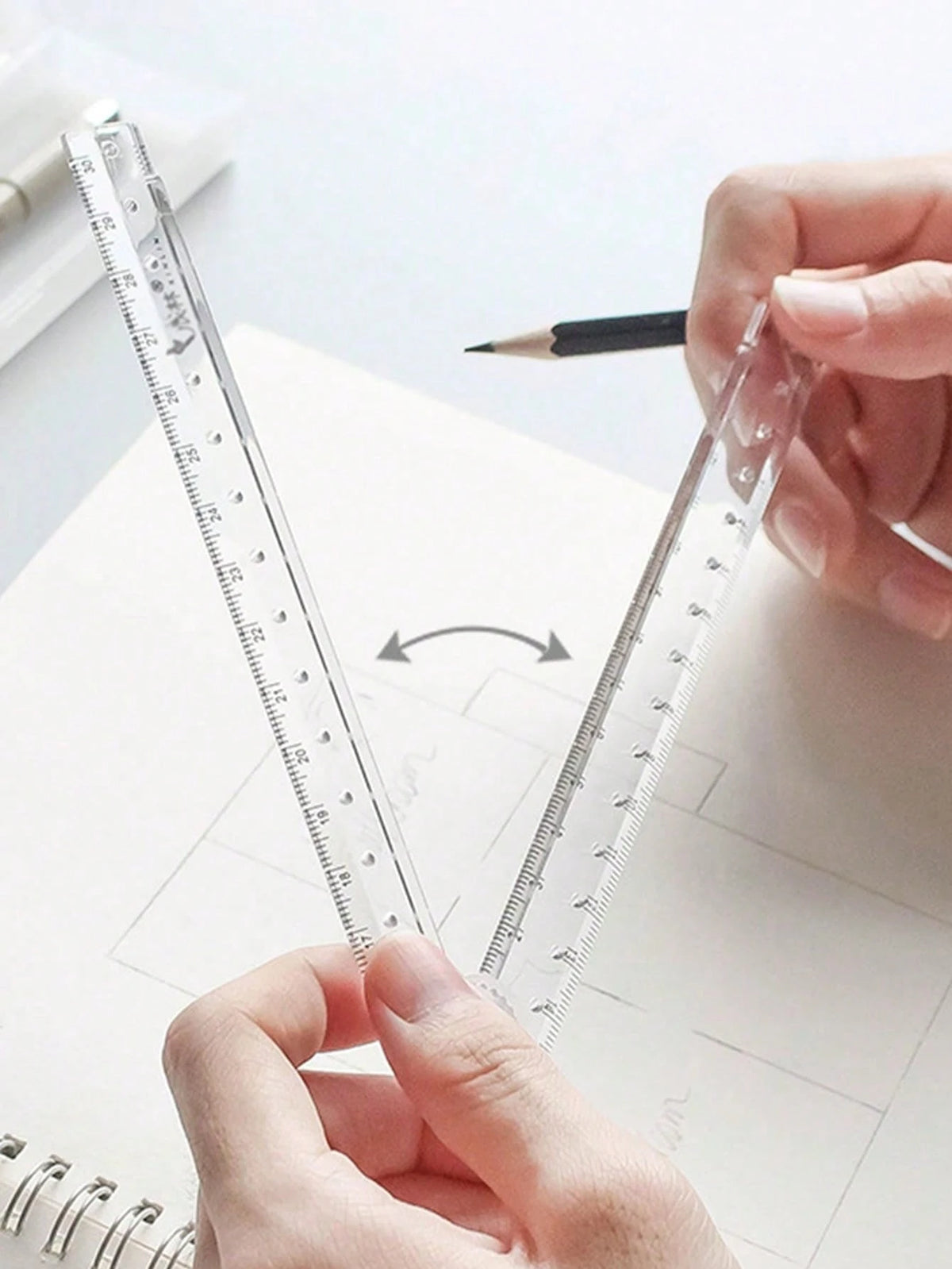 1pc/2pcs Creative Acrylic Transparent Folding Ruler, Minimalist Portable Foldable Storage, Essential Drawing And Measuring Stationery For Students