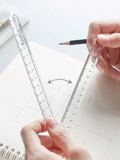 1pc/2pcs Creative Acrylic Transparent Folding Ruler, Minimalist Portable Foldable Storage, Essential Drawing And Measuring Stationery For Students